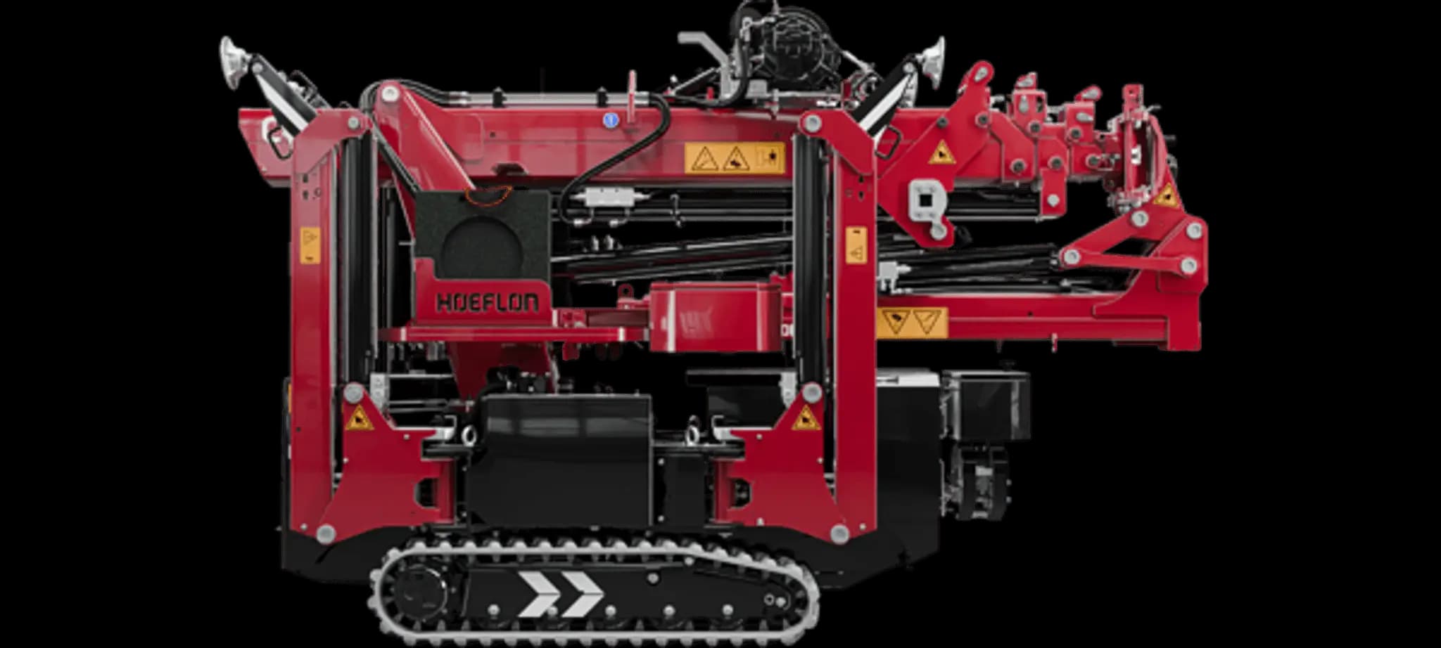 Image of the Hoeflon C4e crane in transport mode.