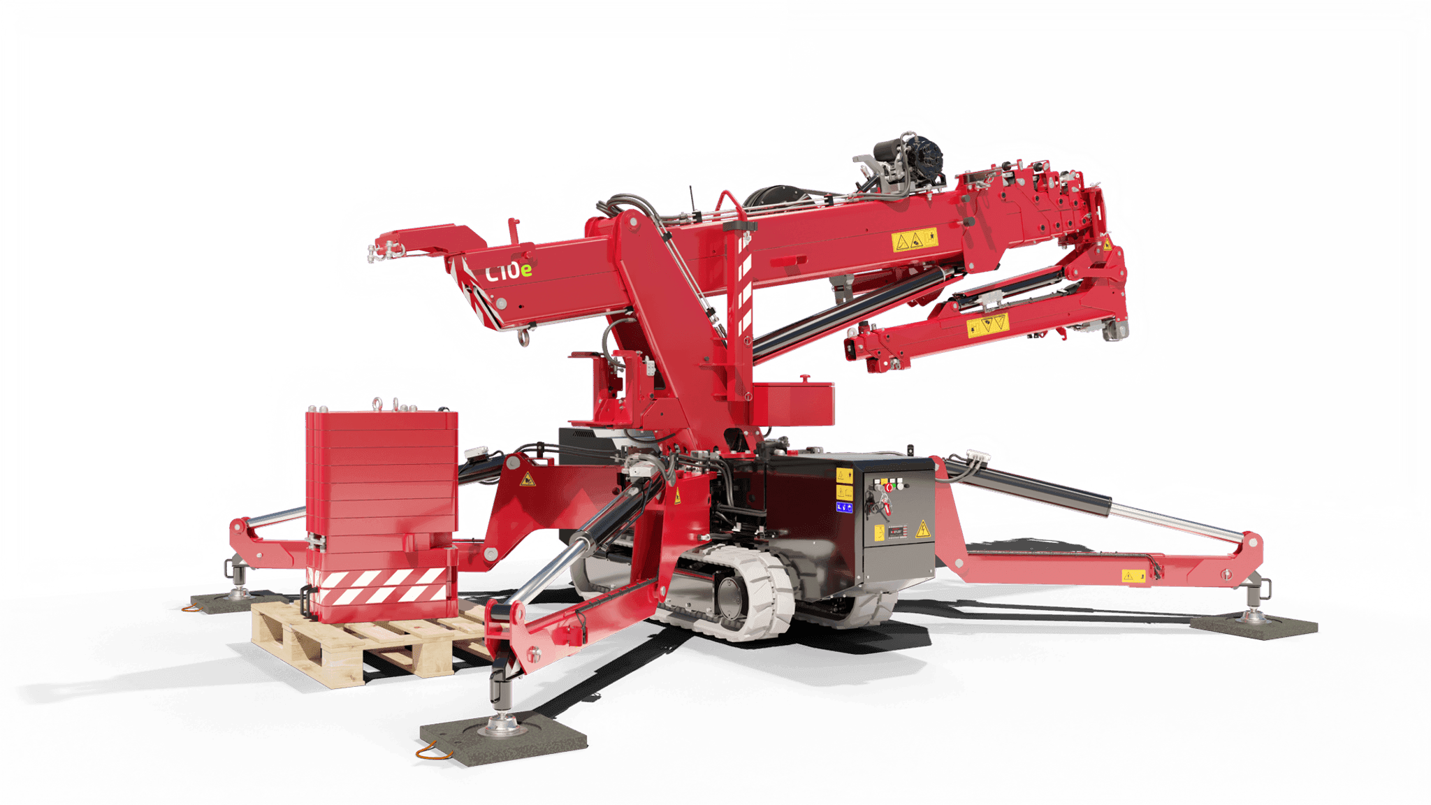 Image of the C10e crane with the ballast being removed.