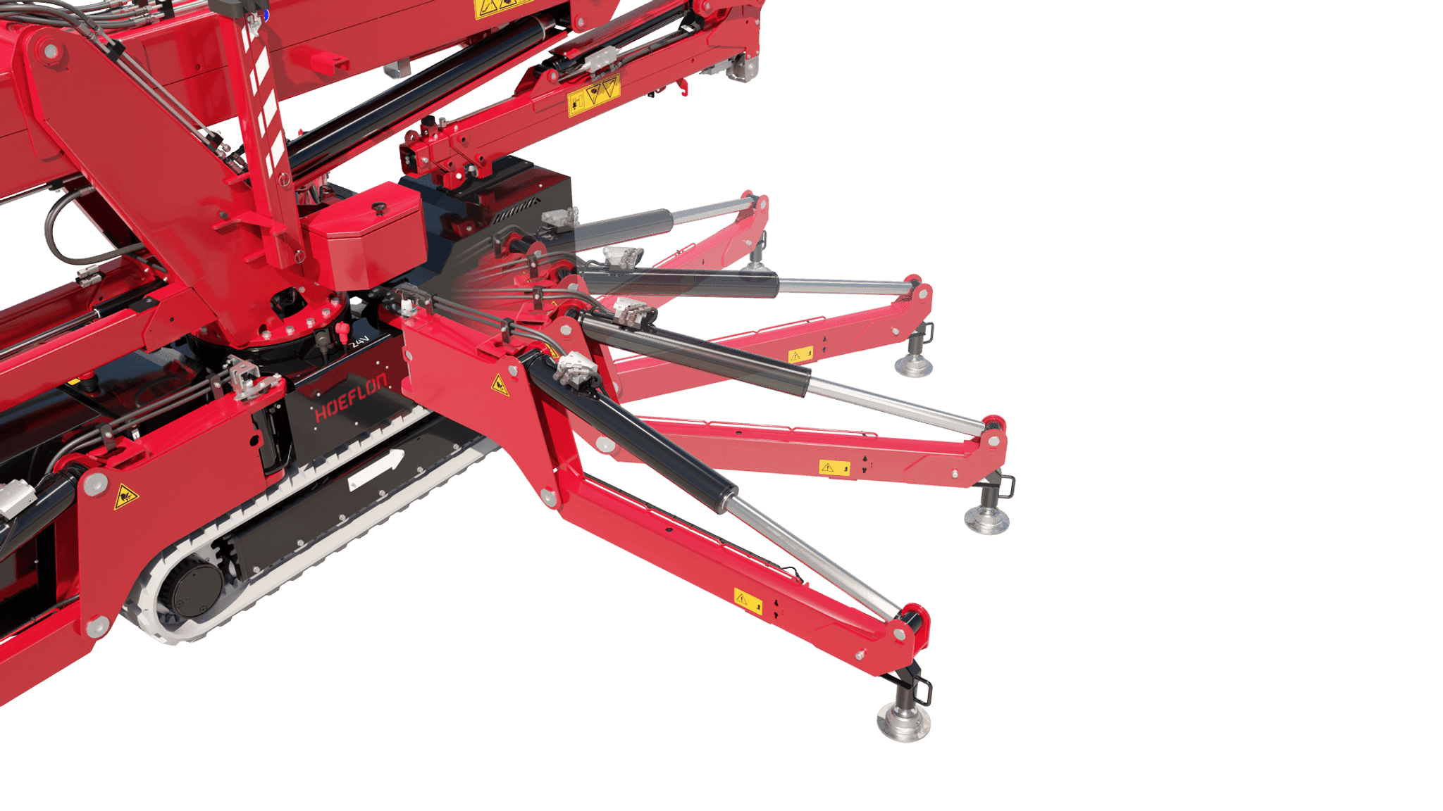 Image of the C10e crane with adjustable outrigger foot.