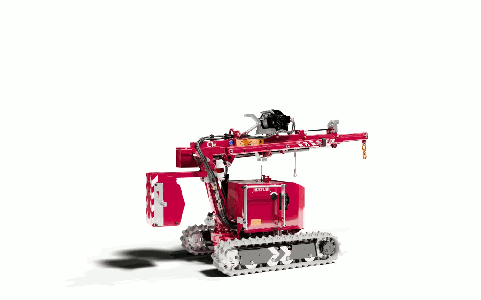 Animated image (GIF) of the Hoeflon C1 crane setting down the ballast.