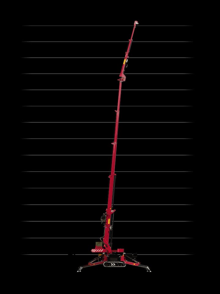Image of the Hoeflon C6e at maximum lifting height.