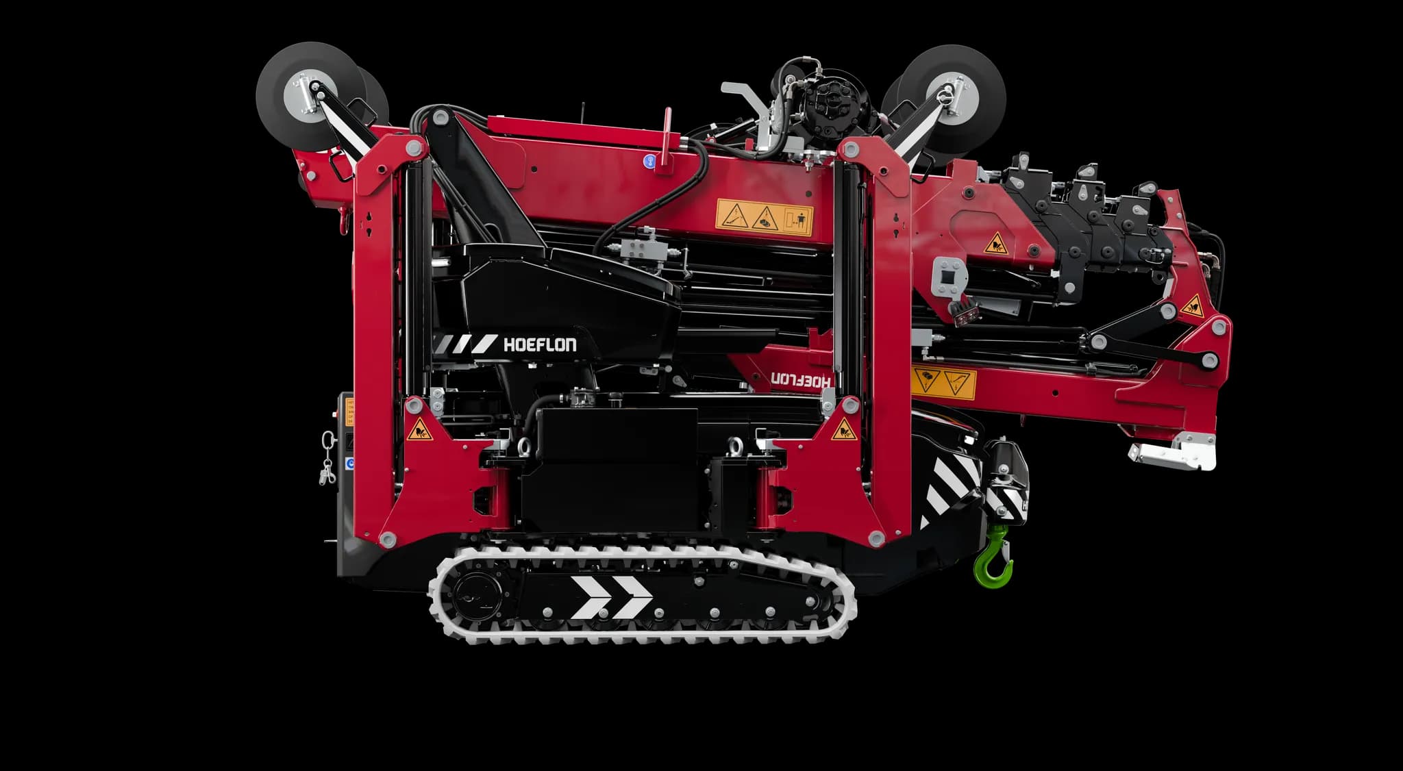 Hoeflon C6e BR crane in transport position